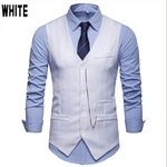 Men V-Neck Colete Single-breasted Gilet partido do negócio Wedding Night Club Vest com corrente