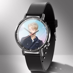 Menina do menino Casual Ponteiro inoxidável relógios de quartzo de aço com cara Star para Student BTS Fans