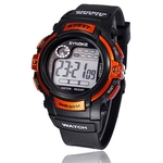 Menino Digital LED Quartz Alarm Data Sports imperme¨¢vel rel¨®gio de pulso Laranja