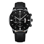 Men's Fashion Sport Stainless Steel Case Leather Band Quartz Analog Wrist Watch