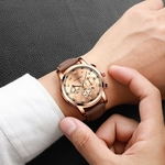 Men's Fashion Sport Stainless Steel Case Leather Band Quartz Analog Wrist Watch