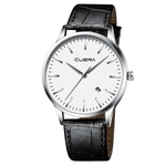 Men's Fashion Sport Stainless Steel Case Leather Band Quartz Analog Wrist Watch