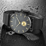 Men's Fashion Sport Stainless Steel Case Leather Band Quartz Analog Wrist Watch