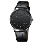 Men's Fashion Sport Stainless Steel Case Leather Band Quartz Analog Wrist Watch