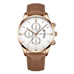 Men's Fashion Sport Stainless Steel Case Leather Band Quartz Analog Wrist Watch