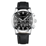 Men's Fashion Sport Stainless Steel Case Leather Band Quartz Analog Wrist Watch