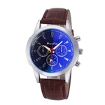 Mens Luxo Moda Crocodile Faux Leather Analog Watch Rel¨®gios Brown