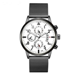 Mens rel¨®gios de luxo Quartz Busine Assista Casual Magro malha rel¨®gio de pulso Esporte A?o