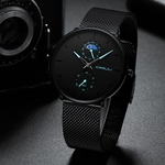 Men's Simple Casual Quartz Watch Waterproof Black Stainless Steel Mesh Strap