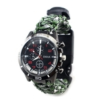 Mens Survival Watch Relógio Tático Ao Ar Livre Com Paracord Bússola Termômetro Fogo Arranque Ap