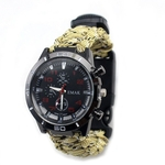 Mens Survival Watch Relógio Tático Ao Ar Livre Com Paracord Bússola Termômetro Fogo Arranque Ap