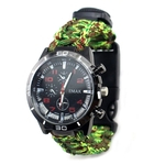 Mens Survival Watch Relógio Tático Ao Ar Livre Com Paracord Bússola Termômetro Fogo Arranque Ap