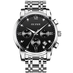 Mens Watch Negócios estilo relógios homens de pulso de luxo multifuncional de aço inoxidável à prova d'água pulseira de quartzo de elétrons relógio