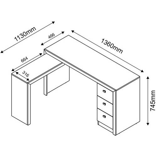 Mesa para Escritório Me4101 Branco - Tecno Mobili