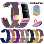 Milanese pulseira de substituição pulseira de metal ímã de aço inoxidável para Fitbit Charge 3
