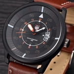 Military Leather Waterproof Date Quartz Analog Army Men's Quartz Wrist Watches