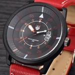 Military Leather Waterproof Date Quartz Analog Army Men's Quartz Wrist Watches