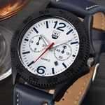 Military Men's Leather Waterproof Date Quartz Analog Army Quartz Wrist Watches