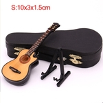 Mini Faltando Ângulo Folk Guitar Modelo em miniatura de madeira Mini Musical Instrumento de Coleta Modelo com Stand Case