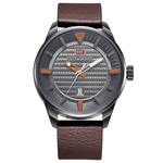 MINI FOCO Men # 039; s Assista Negócios Assista Movimento Quartz Relógios japonês Calendário impermeável couro genuíno Strap 0026G
