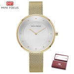MINI FOCO Mulheres Quartz relógio impermeável Top Marca de luxo de aço inoxidável Mesh Belt senhoras vestido relógios Relógio