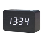 Mini Madeira Relógio Led Moda Criativa Voice Control Mute preguiçoso Alarm Clock