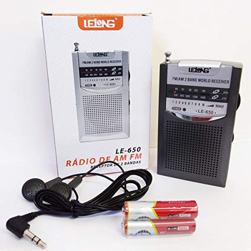 Mini Rádio de Bolso AM/FM/SW LE-650- Lelong + 2 Pilhas