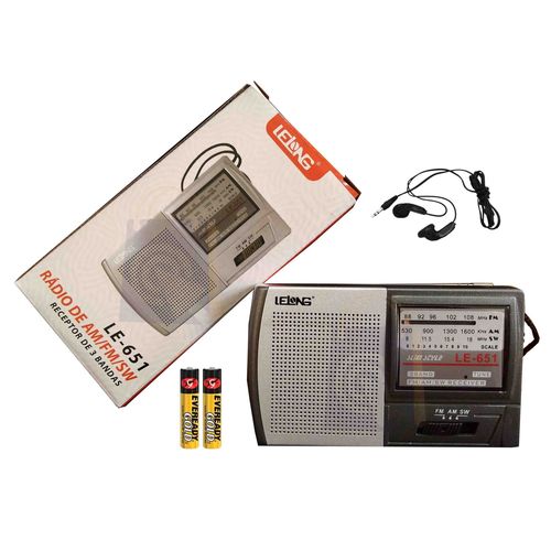 Mini Rádio de Bolso Am/fm/sw Le-651- Lelong + 2 Pilhas