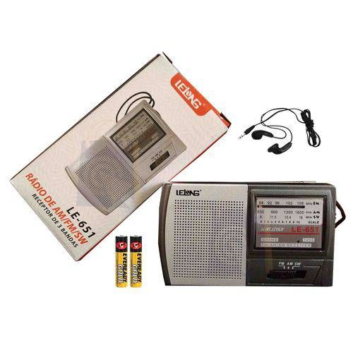 Mini Rádio de Bolso AM/FM/SW LE651 Lelong + 2 Pilhas