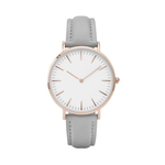 Minimalista ultrafinos PU Strap Alloy Caso Pointer Casual Quartz Relógio de pulso das mulheres