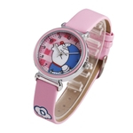 Boy watch Miúdo dos desenhos animados do gato do robô relógio de quartzo PU Leather Strap Menina Menino Relógio de pulso bonito