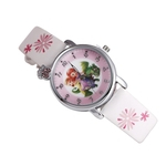 Miúdo dos desenhos animados Princesa Flor Quartz Relógio Rhinestone PU Leather Strap Boy Girl Relógio de pulso