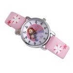 Miúdo dos desenhos animados Princesa Flor Quartz Relógio Rhinestone PU Leather Strap Boy Girl Relógio de pulso