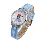 Miúdo dos desenhos animados Princesa Quartz Relógio Rhinestone Floral PU Leather Strap Boy Girl Relógio de pulso