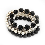 Mix Flower Beads pulseira trecho Temperamento Liga Resina Rhinestone Bangle