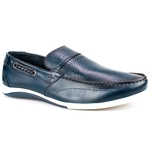 Mocassim Casual Masculino Couro Azul Marinho - MARINHO - 37