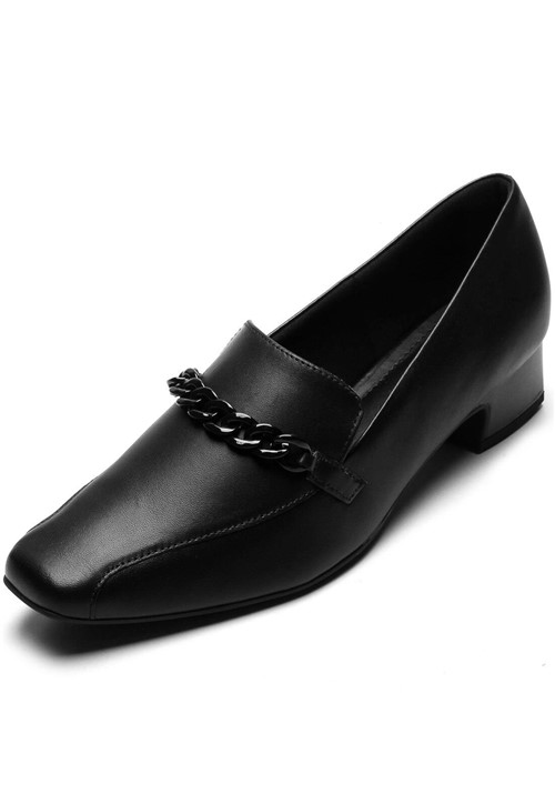 Mocassim Couro Usaflex Corrente Preto