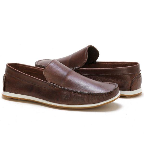 Mocassim Masculino em Couro Cor Café - Kf Shoes