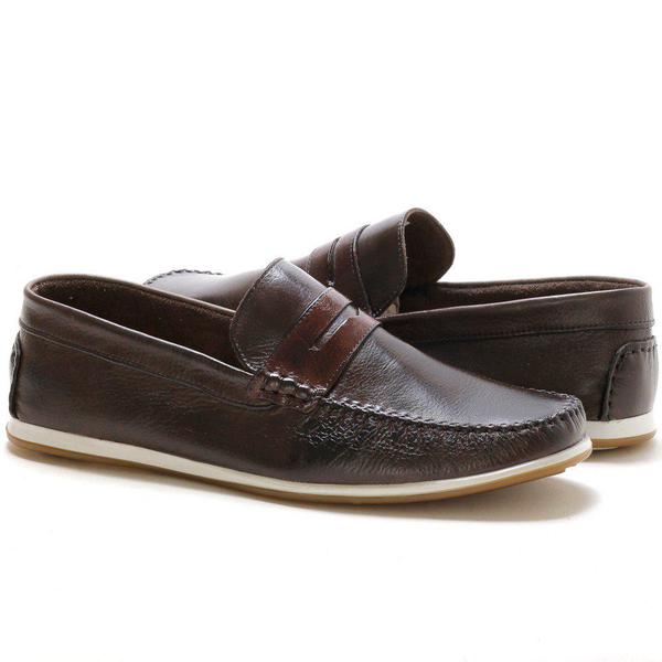 Mocassim Masculino em Couro na Cor Café - Kf Shoes