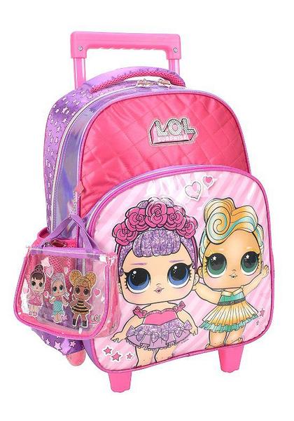 Mochila Carrinho Escolar LOL IC34612LO Pink Luxcel