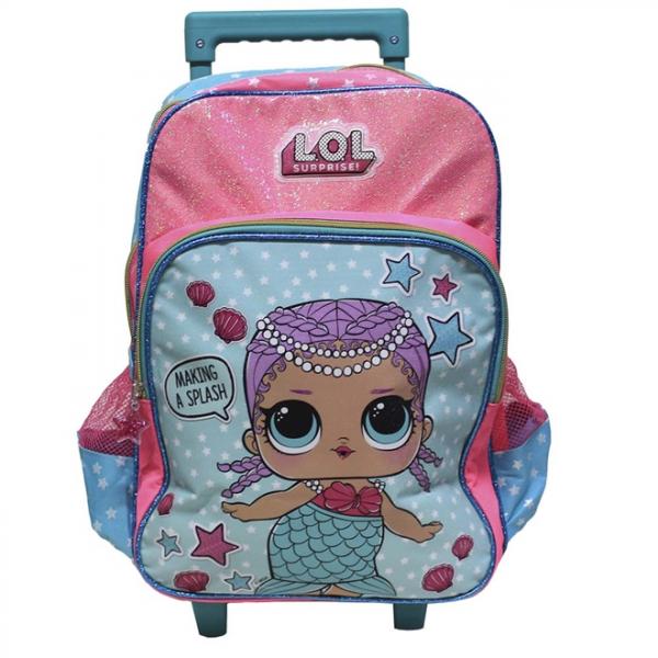 Mochila Rodinhas Luxcel Lol 3 Bolsos IC32992LO - Rosa/Verde