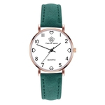 Moda couro temperamento feminino Strap Watch Quartz Analog Rodada de rel¨®gio