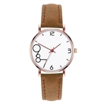 Moda couro temperamento feminino Strap Watch Quartz Analog Rodada de rel¨®gio