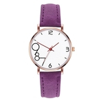 Moda couro temperamento feminino Strap Watch Quartz Analog Rodada de rel¨®gio