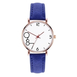 Moda couro temperamento feminino Strap Watch Quartz Analog Rodada de rel¨®gio