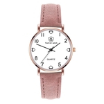 Moda couro temperamento feminino Strap Watch Quartz Analog Rodada de rel¨®gio