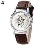 Moda Feminina Faux Leather Alloy Band Band Flower Skeleton Quartz Relógio De Pulso