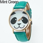 Moda Feminina Panda Dos Desenhos Animados Rodada Dial Faux Leather Analógico Relógio De Pulso De Quartzo