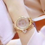 Moda Feminina Relógio de Aço Inoxidável Strass Gypsophila relógios de diamante artificial Subiu de ouro de ouro Senhoras Traje vestido de esportes relógio de pulso
