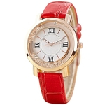 Moda Feminina Rhinestone Embutidos Rodada Dial Roman Número Quartz Wrist Watch Presente